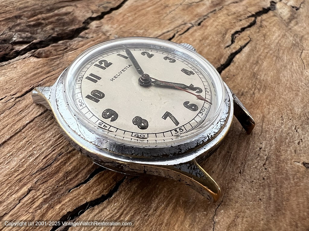 Helvetia Military with Perfect Original Dial, Manual, 31mm