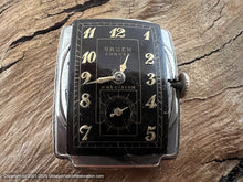 Load image into Gallery viewer, Gruen Curvex Precision Black Dial Long Quad Cal 440 Movement, Manual, 22.5x41.5mm