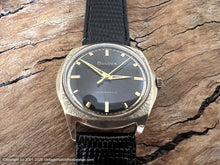 Load image into Gallery viewer, Bulova NOS Black Dial Beauty in Stunning Gold Textured Bezel Case, Automatic, 32.5x38mm