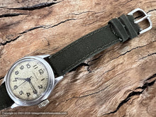 Load image into Gallery viewer, Longines Military Style with Lumed Numbers and Cool Dial Patina, Manual, 33.5mm