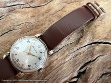 Load image into Gallery viewer, Helvetia Military Style 9K Rose Gold Case with Lovely Light Patina Oyster Dial, Manual, 31.5mm