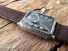 Load image into Gallery viewer, Gruen Black Dial White Gold Filled Rectangular Case with Super Decorative Design, Manual, 24.5x35mm
