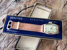 Load image into Gallery viewer, Ingraham NOS 1930s Creamy-Yellow Dial, Original Pigskin Strap and Box , Manual, 24.5x36.5mm