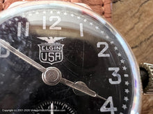 Load image into Gallery viewer, Elgin USA 'Pershing' Black Porcelain Dial & Sterling Silver Case, Manual, 31mm