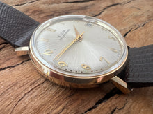 Load image into Gallery viewer, Elgin German-Made 'Sportsman' NOS Silver Sunburst Dial with Date and Original Presentation Box, Manual, Large 34mm