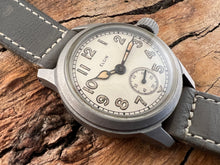 Load image into Gallery viewer, Elgin US Military Perfect NOS Silver Dial with Amber Numbers and Flat Matte Gray Case, Manual, 32mm