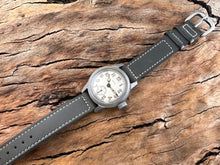 Load image into Gallery viewer, Elgin US Military Perfect NOS Silver Dial with Amber Numbers and Flat Matte Gray Case, Manual, 32mm