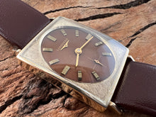 Load image into Gallery viewer, Longines Rusty-Brown Oval Dial in a Brushed Golden Rectangular Case, Manual, 24x37mm