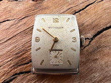 Load image into Gallery viewer, Wittnauer with Softly Crazed Parchment Patina Dial in Rectangular Case with Bold Lugs, Manual, 23x40mm