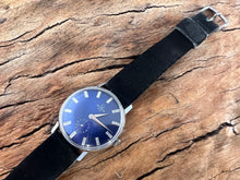 Load image into Gallery viewer, Helbros Stunning Blue Dial with Raised Reflective Crystal Hour Markers, Manual, 34mm