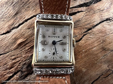 Load image into Gallery viewer, Royce in a Rectangular Case with Row of Diamonds Across Lugs with Original Box , Manual, 22x35mm