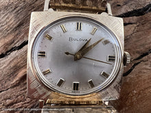Load image into Gallery viewer, Bulova Oval Dial with Beautiful Textured Rectangular Case and Matching Bracelet, Manual, 28x26.5mm