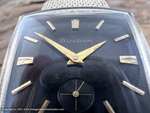 Load image into Gallery viewer, Bulova Black Dial in Square Case with Elegant Golden 'Champion' Bracelet, Manual, 26x26mm
