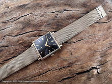 Load image into Gallery viewer, Bulova Black Dial in Square Case with Elegant Golden 'Champion' Bracelet, Manual, 26x26mm