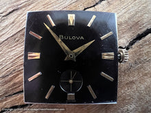 Load image into Gallery viewer, Bulova Black Dial in Square Case with Elegant Golden 'Champion' Bracelet, Manual, 26x26mm