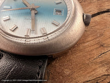 Load image into Gallery viewer, Rene Marcel NOS Brushed Oval Case and Blue Hued Dial with Date, Automatic, Huge 44x38mm