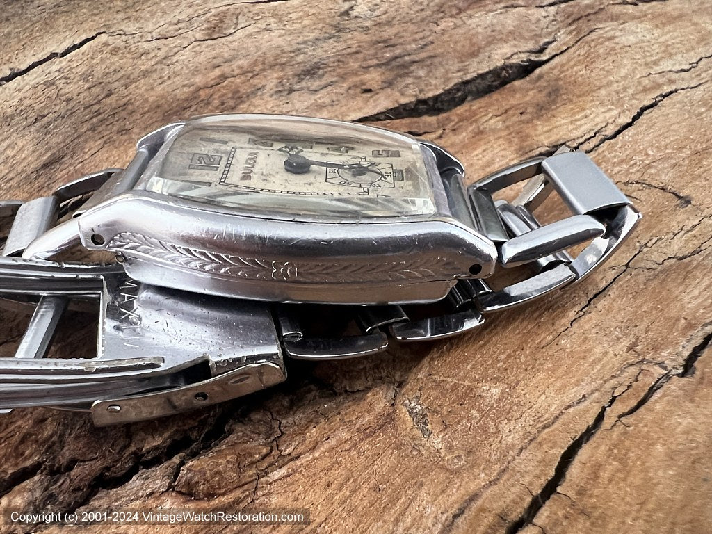 Bulova c.1932 in Tonneau Clam Case with Original Metal  display picture 1