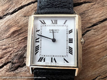 Load image into Gallery viewer, Seiko Bright White with Black Roman Numerals in Rectangular Case, Quartz, 28x34mm