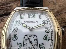 Load image into Gallery viewer, Waterman's Large Gold & Stainless with Green Lumed Numbers, Quartz, Huge 36.5x48mm