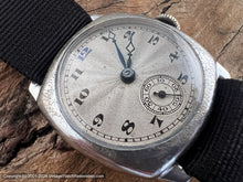 Load image into Gallery viewer, Swiss Military WWI Era Textured Sunburst Dial Square Tonneau Case, Manual, 28.5mm