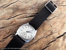 Load image into Gallery viewer, Swiss Military WWI Era Textured Sunburst Dial Square Tonneau Case, Manual, 28.5mm
