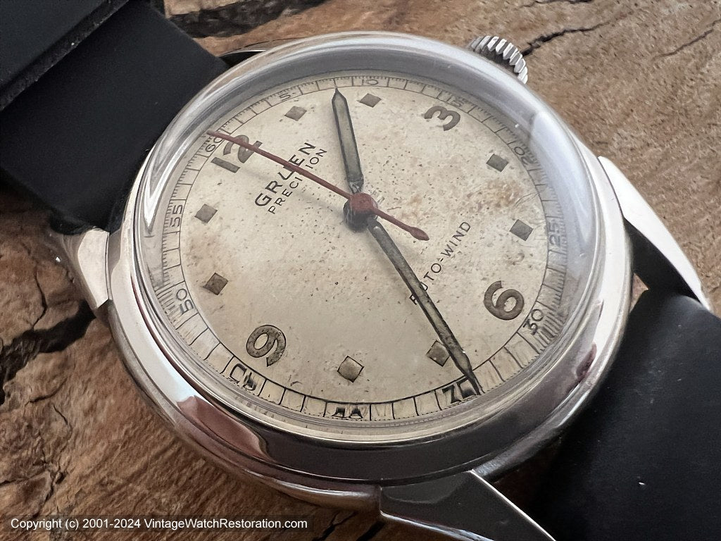 GRUEN PRECISION 1940's ANTIQUE store WATCH BEAUTIFUL DIAL WITH SLIGHT PATINA