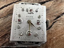 Load image into Gallery viewer, Gruen with a Jolly Jeweled Dial and Decorative Rectangular Case, Manual, 22x38mm