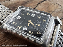 Load image into Gallery viewer, Bulova Black Dial Gold Numerals with 'Diamonds' and Decorative Rectangular Case, Manual, 21.5x37.5xmm