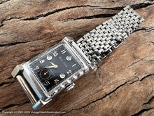 Load image into Gallery viewer, Bulova Black Dial Gold Numerals with 'Diamonds' and Decorative Rectangular Case, Manual, 21.5x37.5xmm