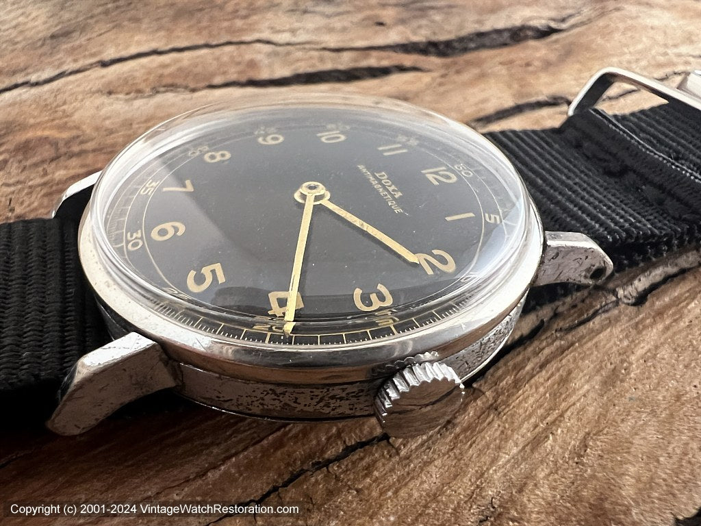 Doxa Black Military Dial with Gold Markings, Manual, 33mm