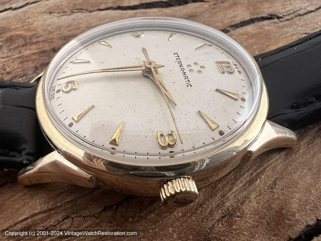 Eterna-Matic Pearl White Dial with Goldn Markers, Automatic, 33.5
