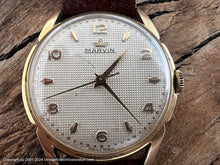 Load image into Gallery viewer, Marvin White Honeycomb Dial with Raised Gold Numbers, Manual, Large 35.5mm