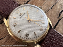 Load image into Gallery viewer, Marvin White Honeycomb Dial with Raised Gold Numbers, Manual, Large 35.5mm