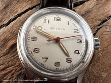 Load image into Gallery viewer, Bulova Original Pearl White Military Style Dial with Red Sweep Hand, Manual, 30mm