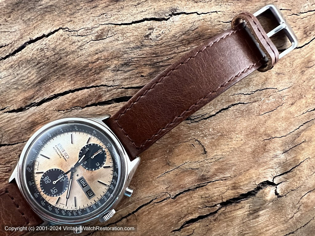 Seiko 6138-8020 Panda Dial with Golden Patina, Day-Date Quickset