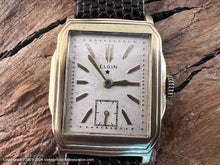 Load image into Gallery viewer, Elgin Cream Dial in Stepped Out Rectangular Gold Filled Case, Manual, 25.5x37mm