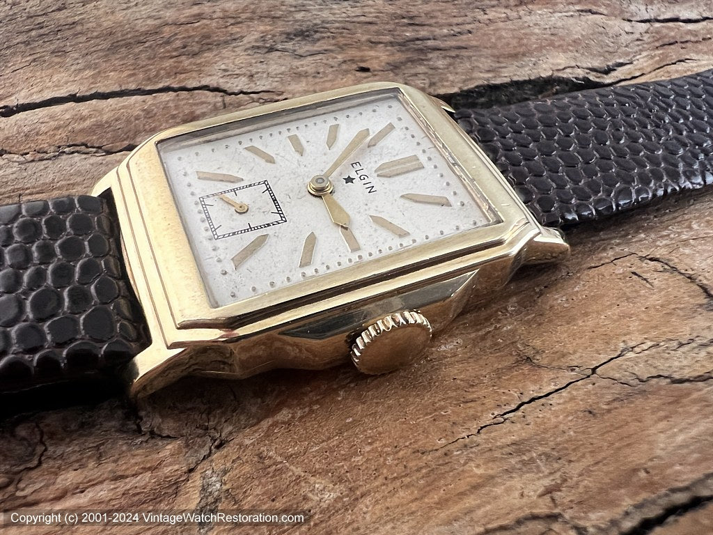 Elgin Cream Dial in Stepped Out Rectangular Gold Filled Case