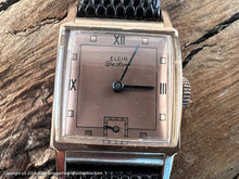 Load image into Gallery viewer, Elgin Deluxe Copper Dial in Rose-Gold Square Case, Manual, 23x33mm