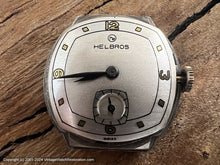 Load image into Gallery viewer, Helbros Silver and Oyster Dial with Gold Applied Numbers/Markers, Manual, 28x36mm