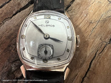 Load image into Gallery viewer, Helbros Silver and Oyster Dial with Gold Applied Numbers/Markers, Manual, 28x36mm