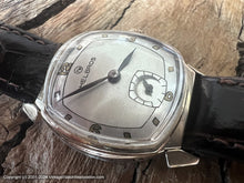 Load image into Gallery viewer, Helbros Silver and Oyster Dial with Gold Applied Numbers/Markers, Manual, 28x36mm