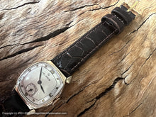 Load image into Gallery viewer, Helbros Silver and Oyster Dial with Gold Applied Numbers/Markers, Manual, 28x36mm