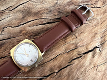 Load image into Gallery viewer, Elgin Sunburst Silver Dial, Hefty Gold Squared Case with Curved Top and Bottom, Date, Automatic, 31.5x31.5mm