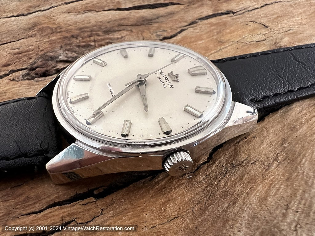 Marvin 'Starfish' Pearl White Dial Cal 621, Manual, 34mm – Vintage
