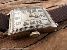 Load image into Gallery viewer, Dueber Hampden Original Silver Dial in Decorative White Gold Rectangular Case, Manual, 25x39mm