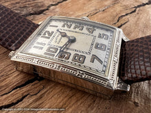 Load image into Gallery viewer, Dueber Hampden Original Silver Dial in Decorative White Gold Rectangular Case, Manual, 25x39mm