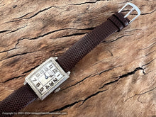 Load image into Gallery viewer, Dueber Hampden Original Silver Dial in Decorative White Gold Rectangular Case, Manual, 25x39mm