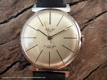 Load image into Gallery viewer, Relay France Brushed Golden Dial with Fine Black Hour Marker Lines, Manual, 34mm