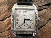 Load image into Gallery viewer, Elgin Original Dial in White Gold Filled Square Deco Case, Manual , 27.5x35.5mm