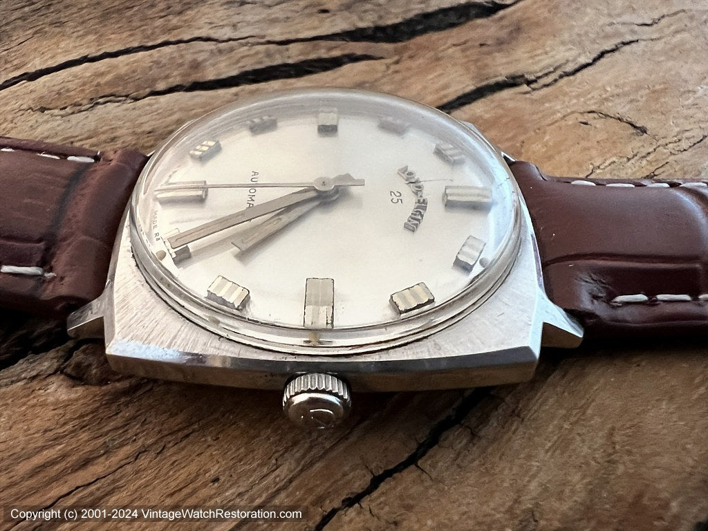 Lord Elgin Brushed Silver Dial in Square Tonneau Case, Automatic